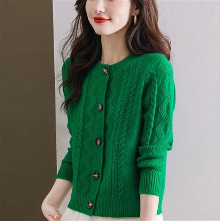 Damen kuschelige Strickjacke mit dekorativen Knopfdetails Drune