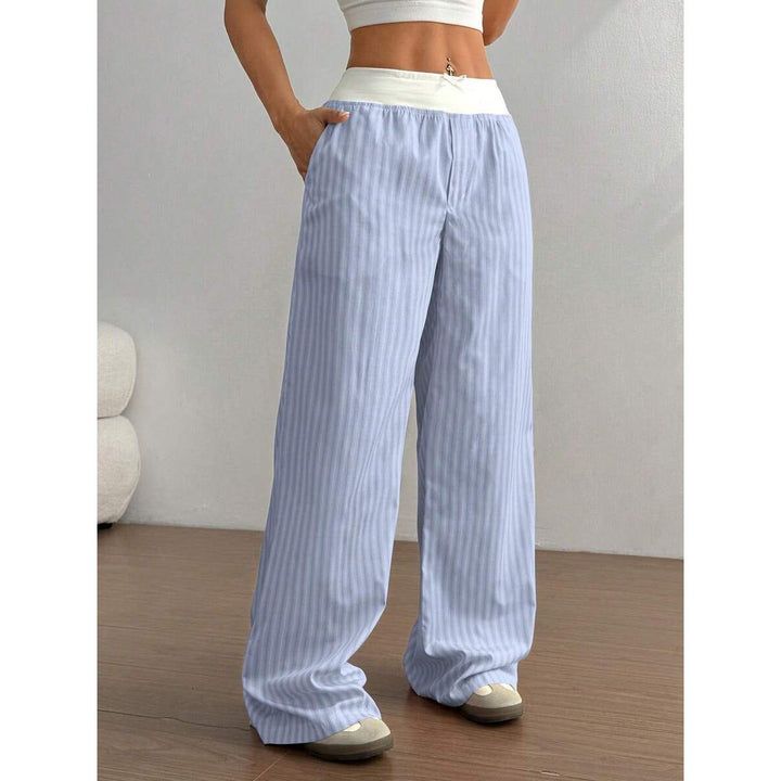Damen lässige Palazzo-Hose mit breitem Bund Drune