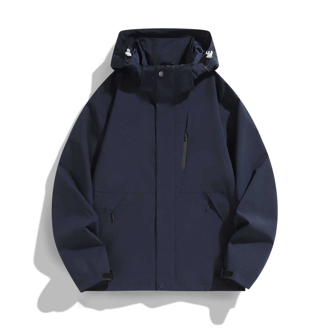 Damen Wasserabweisende Kapuzen‑Übergangsjacke mit verstellbarer Kapuze, verdeckter Frontblende und Multifunktionstaschen Drune