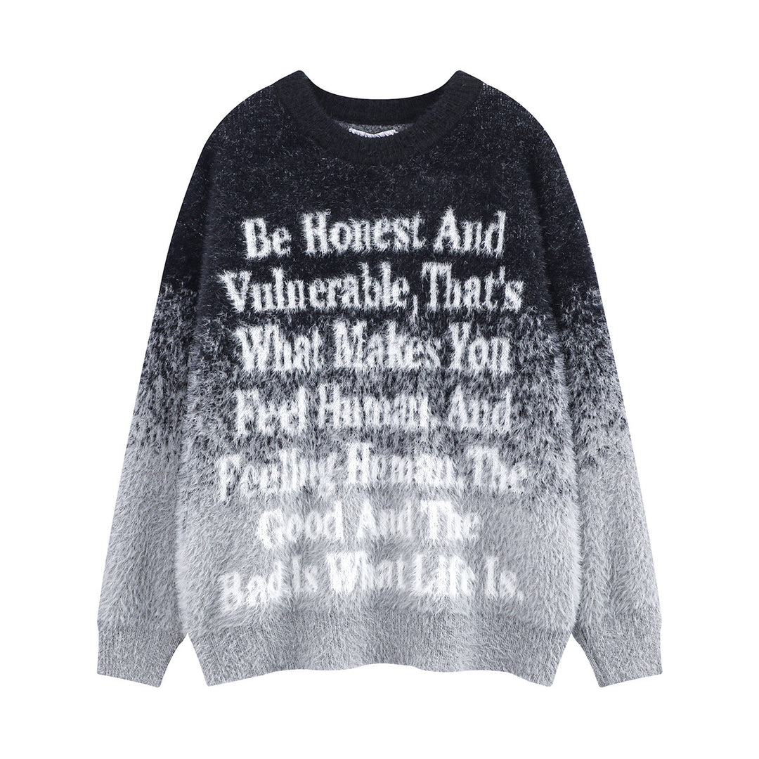 Damen Modischer Grobstrickpullover mit inspirierendem Schriftzug Drune
