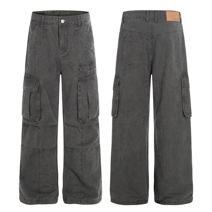 Damen Hochtaillierte Utility-Cargohose im eingewaschenen Look mit weitem Bein Drune
