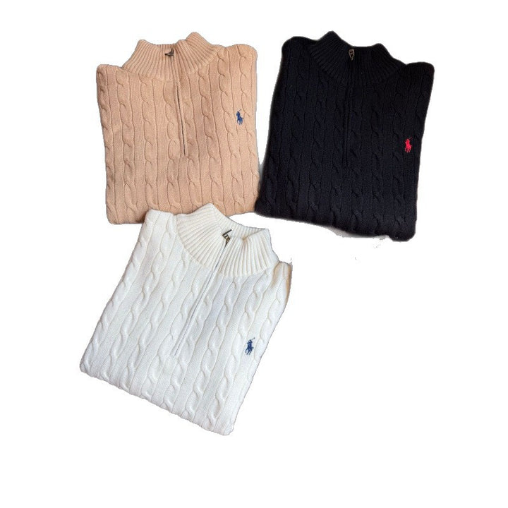 Damen Modischer Strickpullover mit Stehkragen Drune