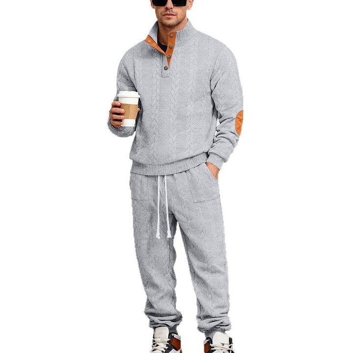 Herren nan Strickkombination aus Pullover und Jogginghose mit Zopfmuster und Ellenbogenbesatz Drune