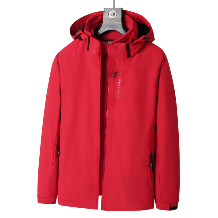 Herren Wind- und wasserabweisende Kapuzenjacke mit ergonomischem Schnitt und verdecktem Reißverschluss Drune