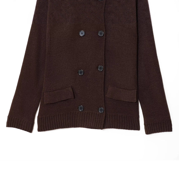 Damen elegante Strickjacke mit doppelter Knopfleiste und praktischen Taschen Drune