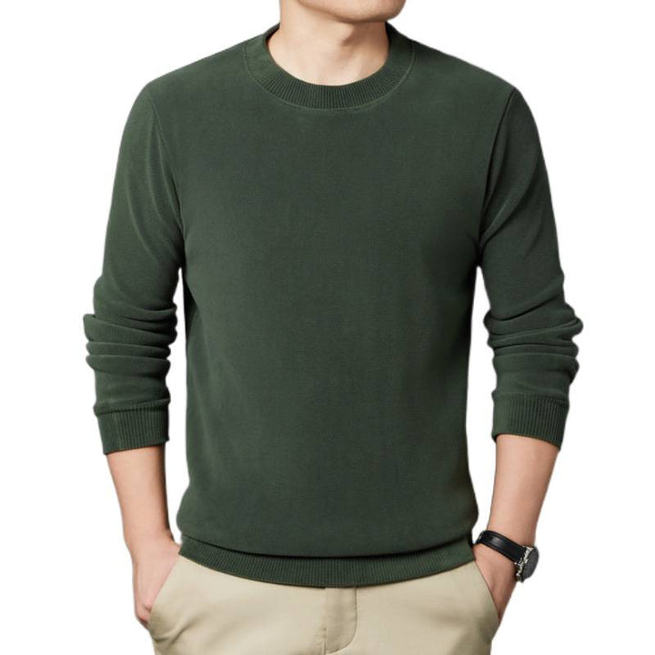 Herren Feiner Rundhals-Pullover aus Baumwollmix mit gerippten Bündchen und schlanker Passform Drune