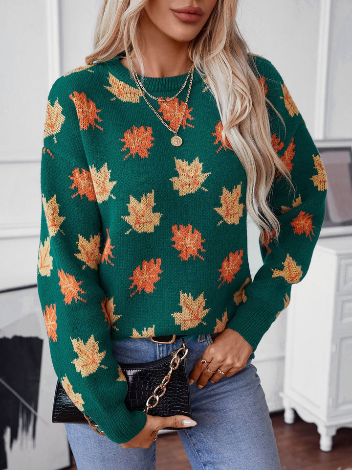 Drune Maple Leaf Jacquard Freizeit Pullover Sweater