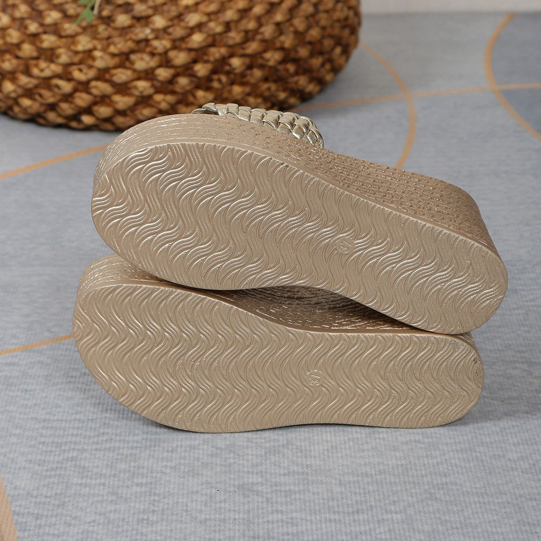 Damen Wedge-Pantoletten mit geflochtenem Riemen und komfortabler Sohle Drune