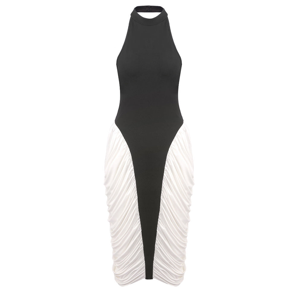 Damen Elegantes Kleid mit Stehkragen und Rüschenverlauf Drune