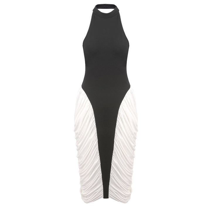 Damen Elegantes Kleid mit Stehkragen und Rüschenverlauf Drune