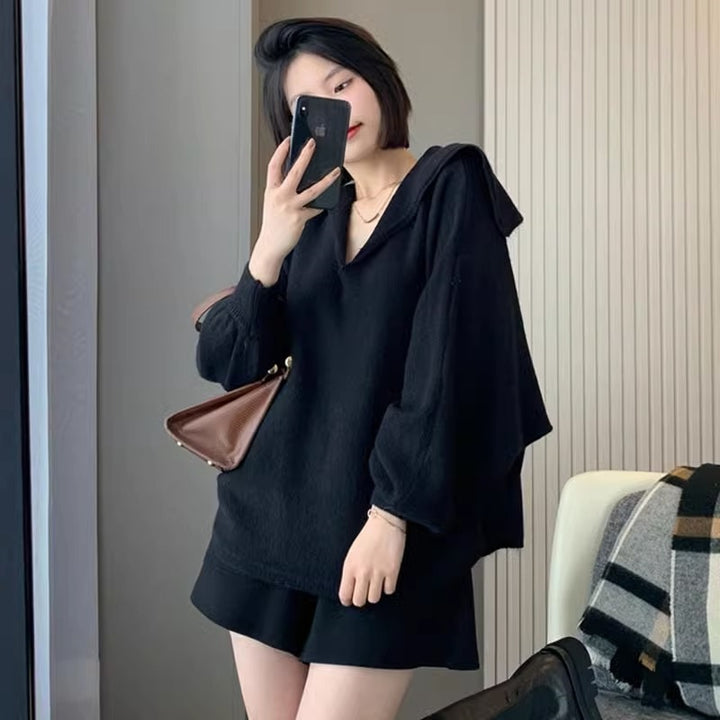Damen oversized Kapuzenpullover aus hochwertigem Strick Drune