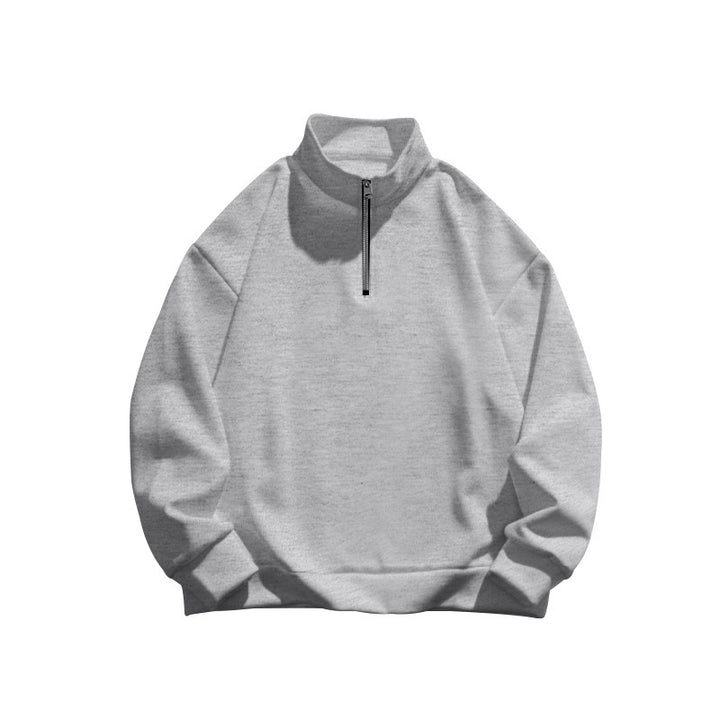 Unisex nan Oversize Sweatshirt mit halbem Reißverschluss und hohem Stehkragen Drune