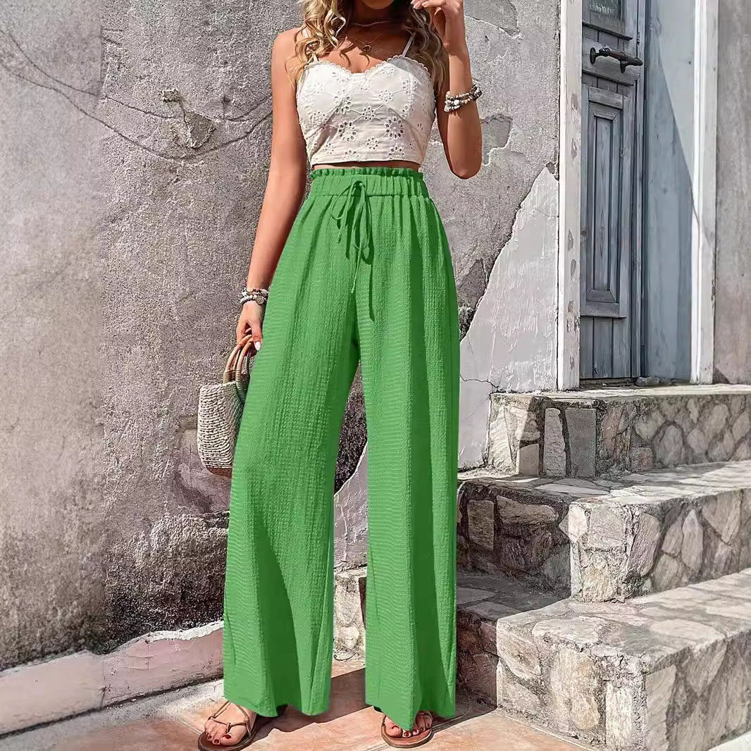 Damen Weitgeschnittene Sommerhose mit elastischem Bund Drune