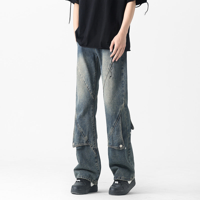 Herren Modische Baggy-Jeans mit kreativen Nähten Drune