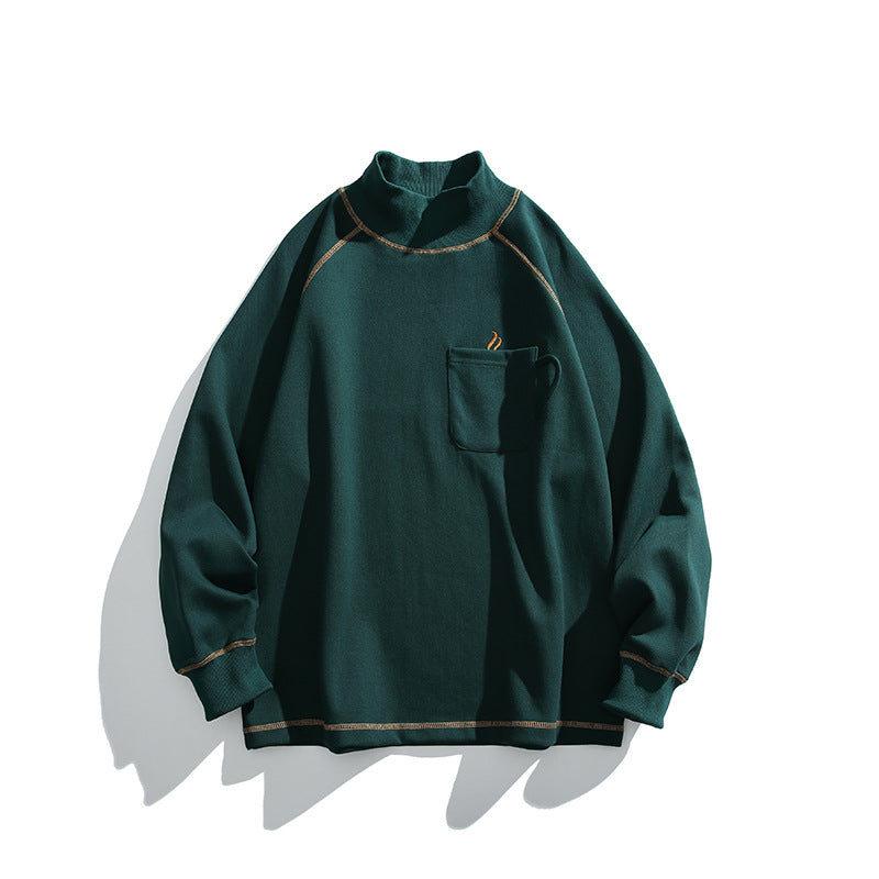 Unisex Oversize-Halbkragen-Sweatshirt mit Raglanärmeln und Brusttasche Drune