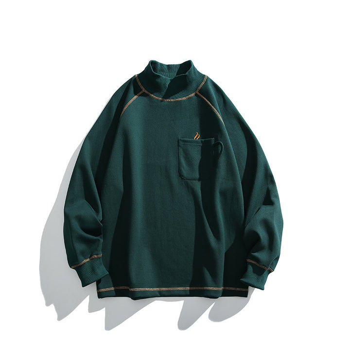 Unisex Oversize-Halbkragen-Sweatshirt mit Raglanärmeln und Brusttasche Drune