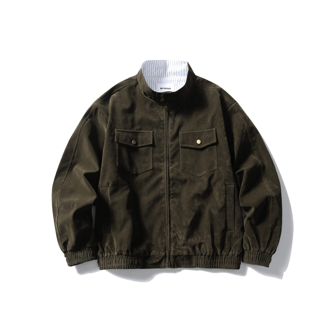 Herren Boxy Field-Blouson aus robustem Canvas mit hohem Stehkragen Drune