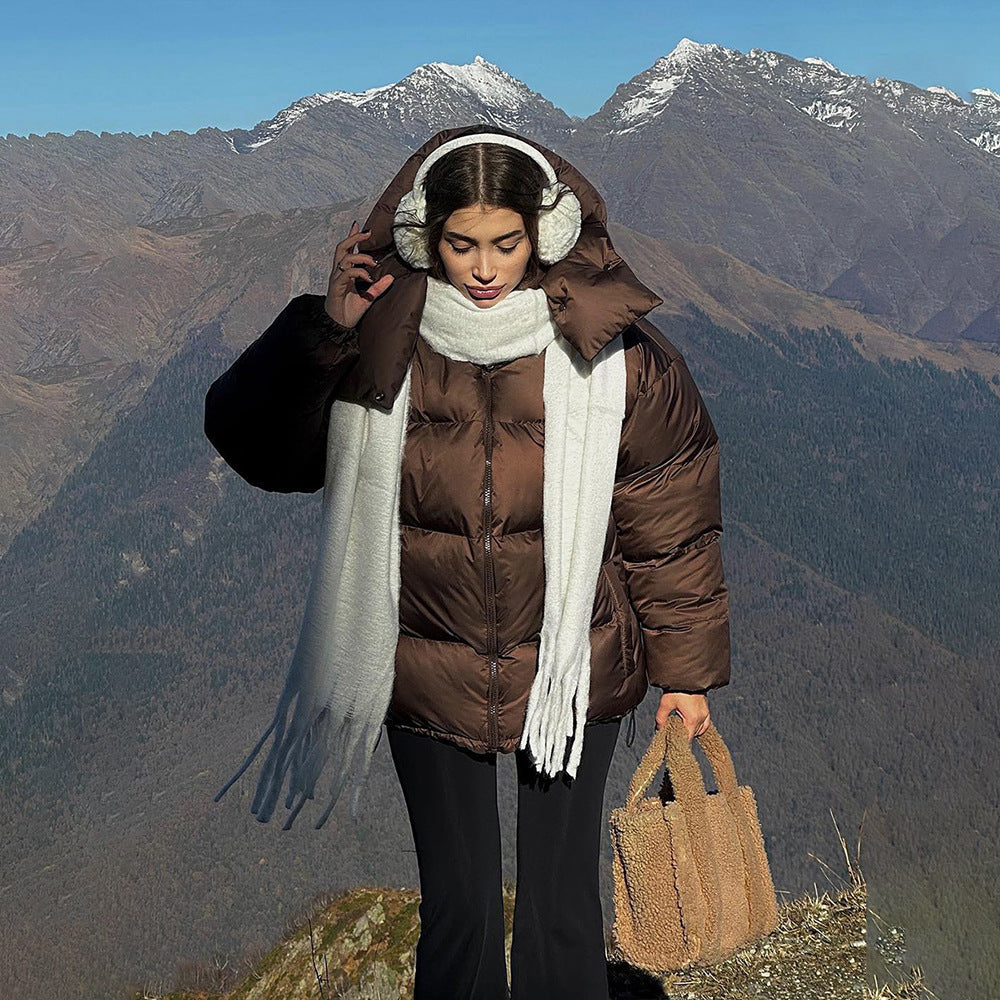 Damen Modische Steppjacke mit hochschließendem Kragen und voluminösen Ärmeln Drune