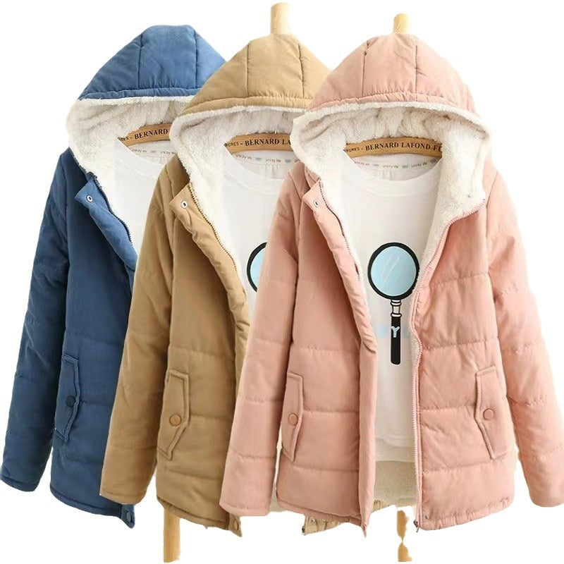 Damen nan gesteppte Kapuzenjacke mit Teddyfutter, verdeckter Druckknopfleiste und Pattentaschen Drune