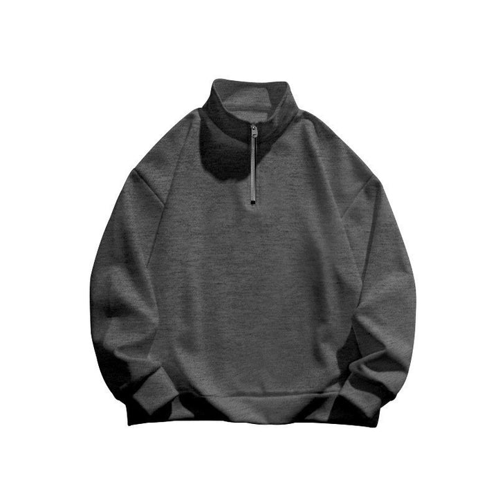 Unisex Relax-Halbzip-Sweatshirt mit hohem Stehkragen, Raglanärmeln und leicht angerauter Innenseite Drune