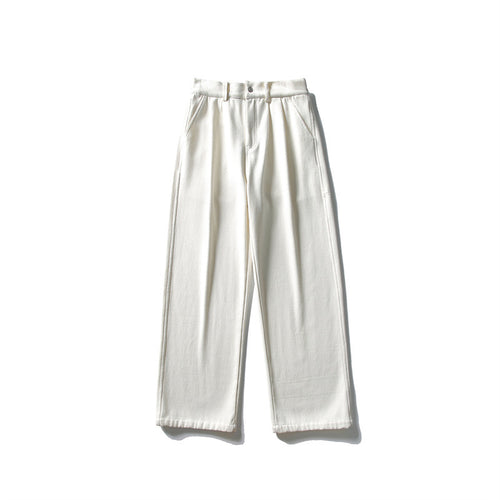 Damen Hochtaillierte weite Bundfaltenhose mit geradem Bein und Eingrifftaschen Drune