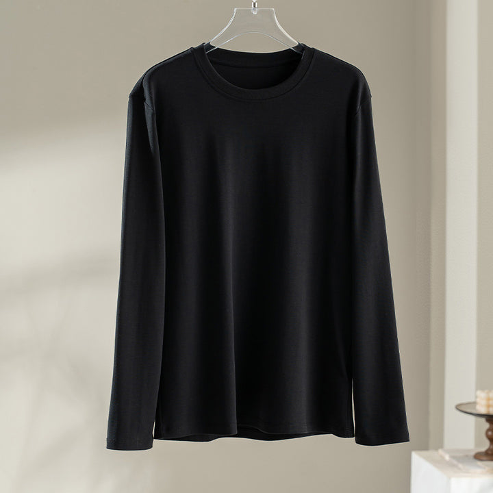 Damen Langärmeliges Rundhals-Longsleeve aus Modal-Mix mit fließender Silhouette Drune