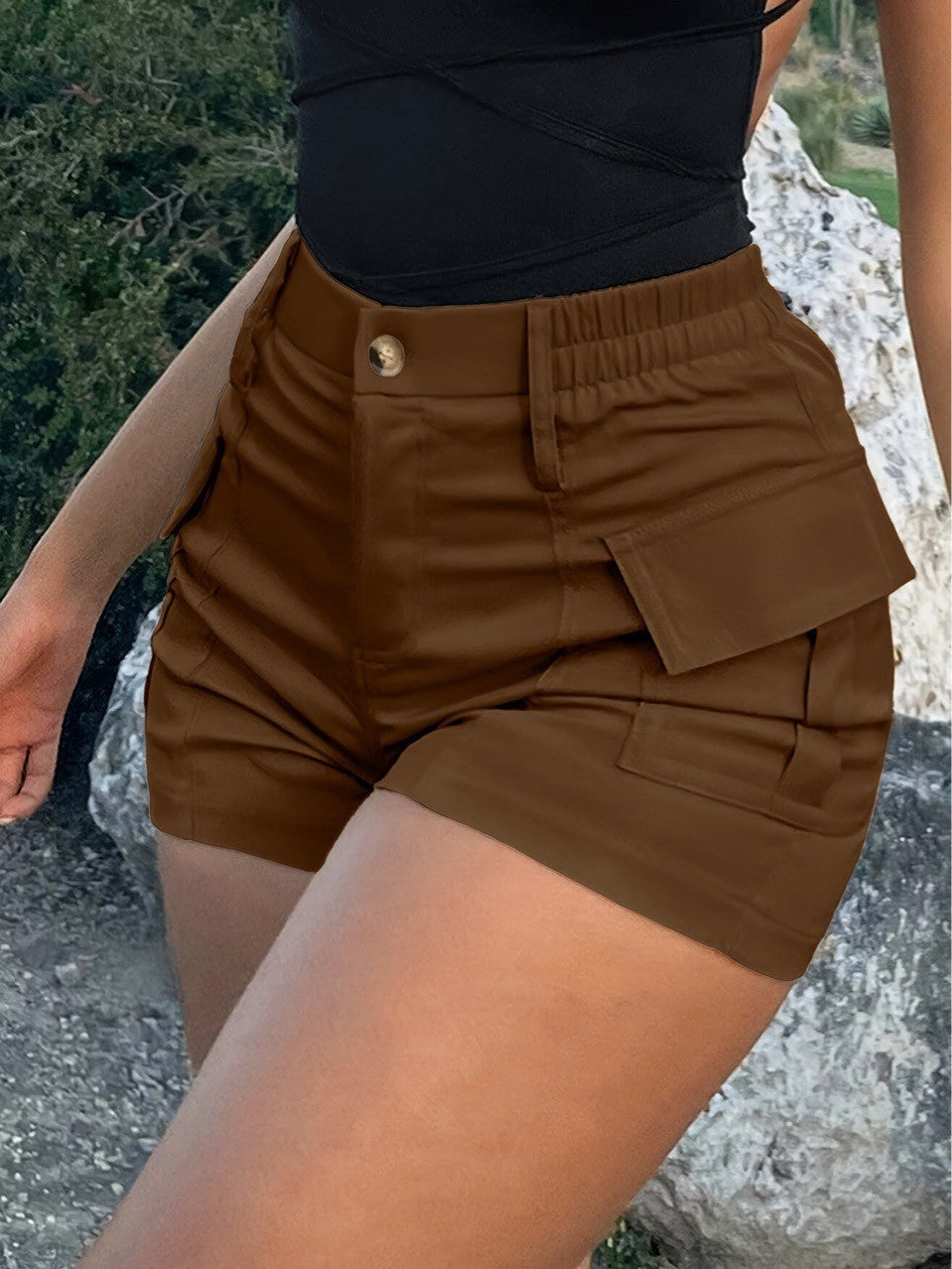 Damen Cargo-Shorts mit hohen Taille und praktischen Taschen Drune