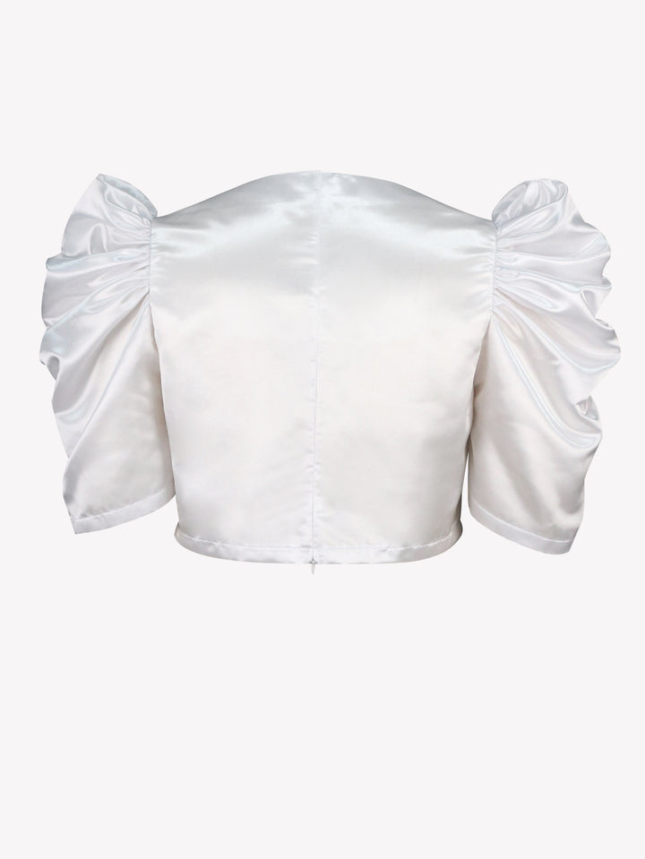 Damen Satin Bluse mit voluminösen Puffärmeln Drune