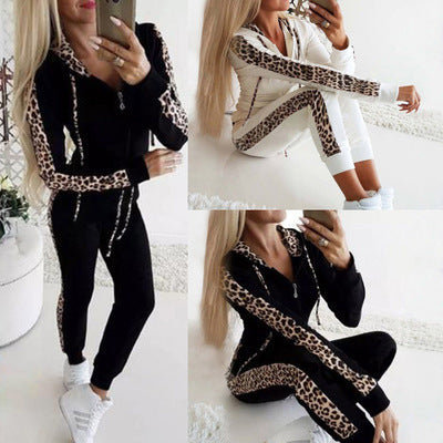 Damen Sportanzug mit modischem Leopardenmuster Drune