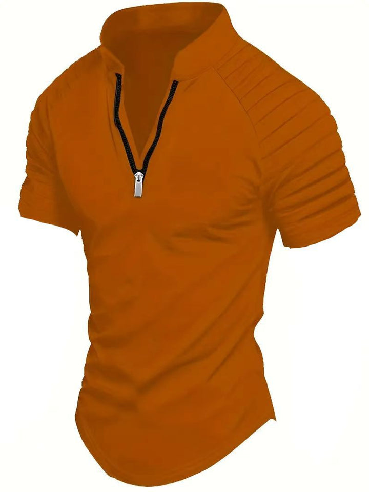 Herren sportliches Funktionsshirt mit halbem Reißverschluss und Rippdetails Drune