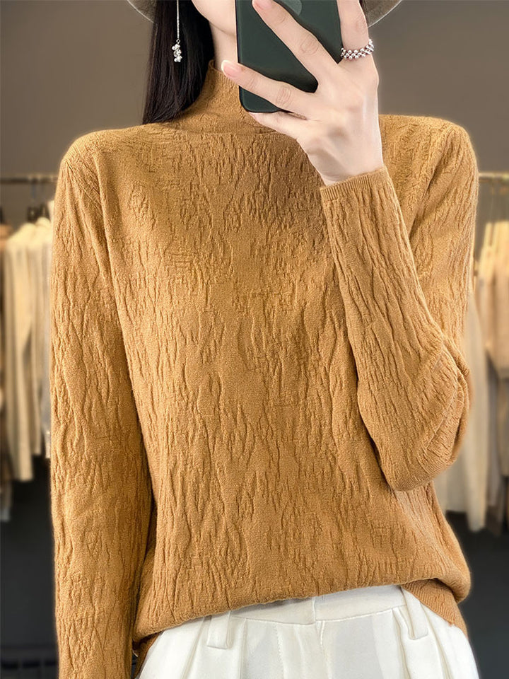 Damen Strukturierter Feinstrick-Pullover mit kurzem Stehkragen und Crinkle-Optik Drune