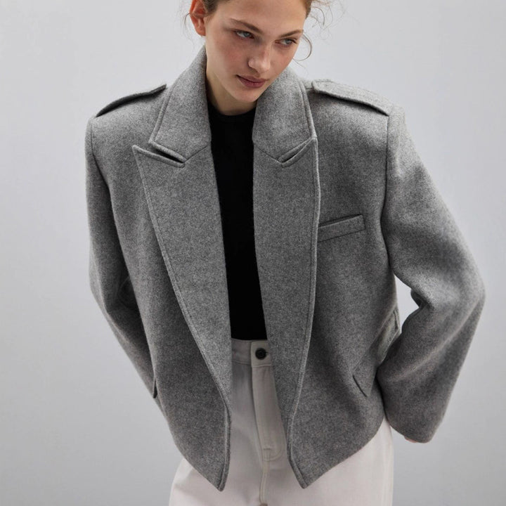 Damen Modischer Oversize-Blazer mit schmalen Revers Drune