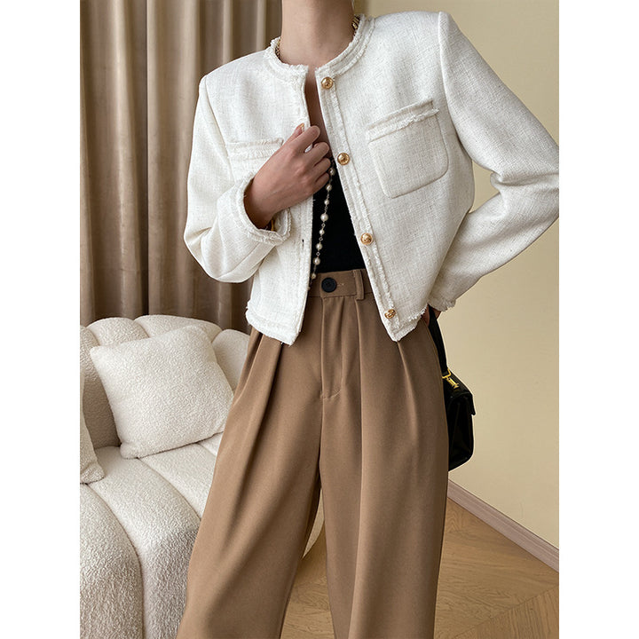 Damen Elegante Bouclé-Jacke Drune