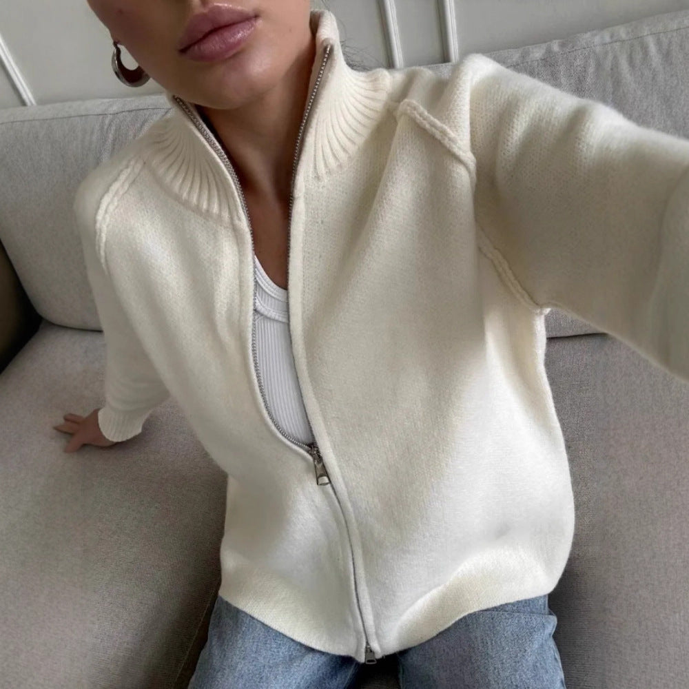 Damen Modische Strickjacke mit Reißverschluss Drune