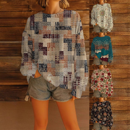Damen GDrunelümter Oversize-Sweatshirt-Pullover mit Rundhals und Ballonärmeln Drune