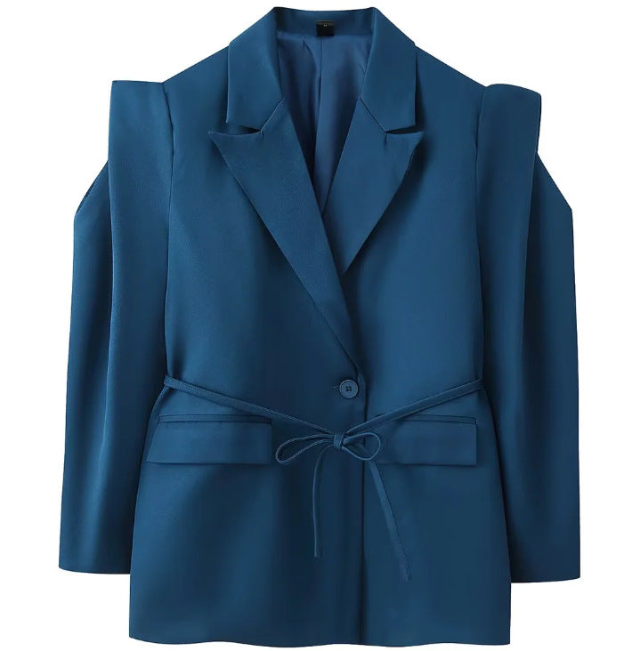 Damen 1100+ taillierter Blazer mit Tunnelzug, schmaler Kordel und Pattentaschen Drune