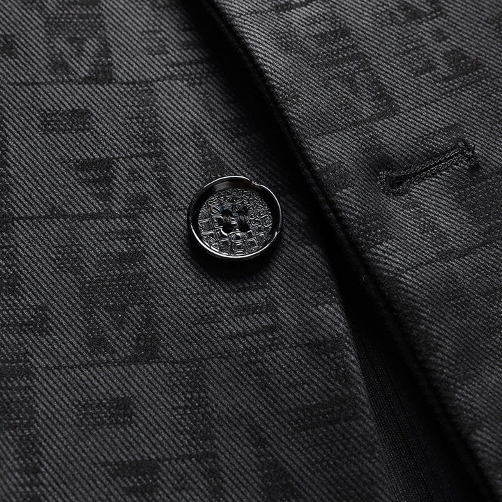 Herren Sakko aus strukturierter Jacquard-Wollmischung mit Zwei-Knopf-Schnitt und aufgesetzten Taschen Drune