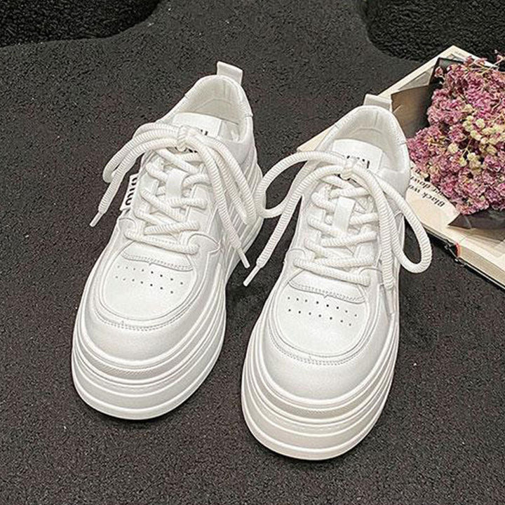 Damen Plateau Sneakers mit trendigem zweifarbigem Design und verstärkter Dämpfung Drune