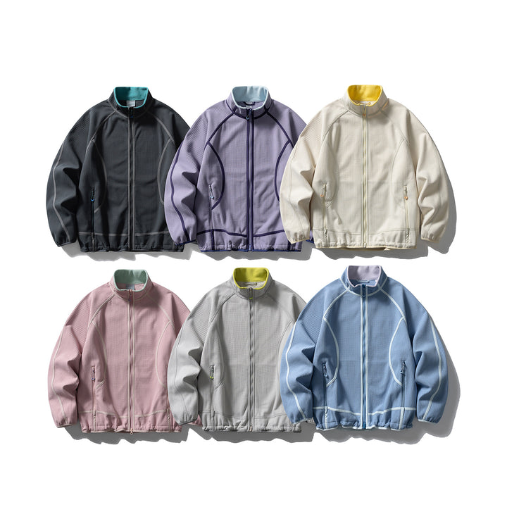 Unisex Struktur-Fleecejacke mit Reißverschluss, Raglanärmeln und elastischem Saum Drune