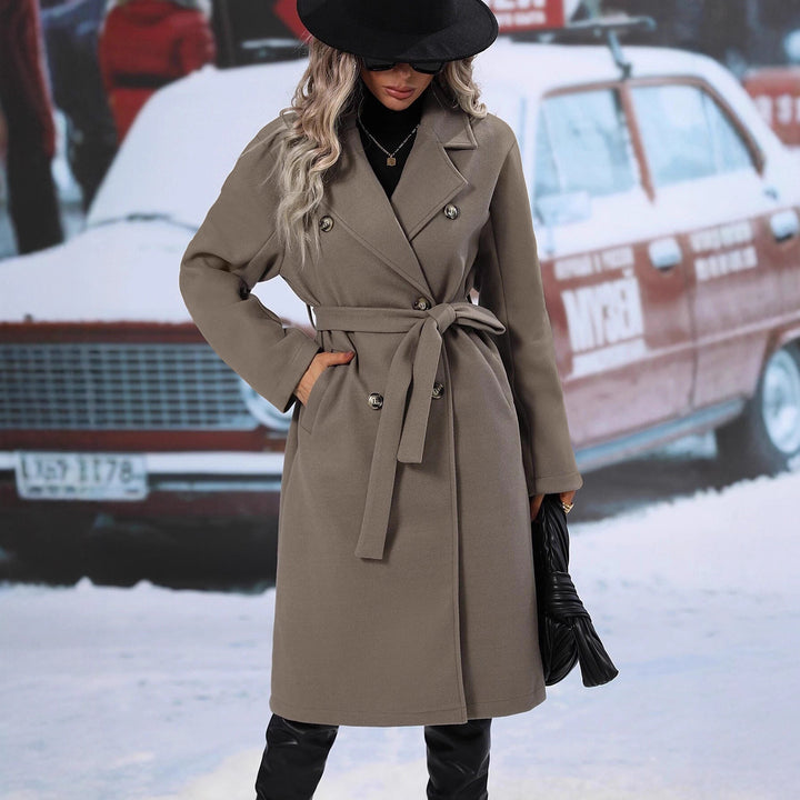 Damen eleganter Trenchcoat mit tailliertem Schnitt und Gürtel Drune