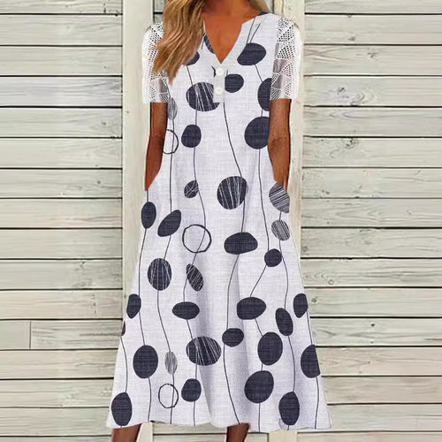 Damen Maxi-Kleid mit floralem Design und praktischem Knopfverschluss Drune