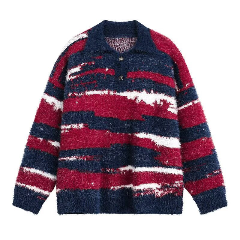 Damen Kuscheliger Oversized Pullover mit Streifen Drune
