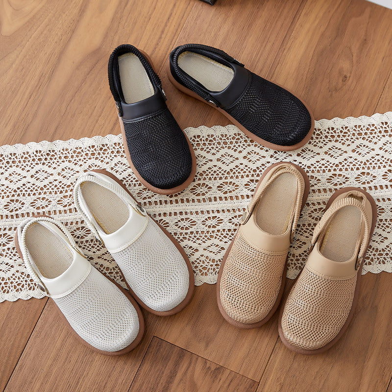 Damen nan atmungsaktive Netzgewebe Clog-Slipper mit elastischem Fersenriemen und dämpfender EVA-Sohle Drune