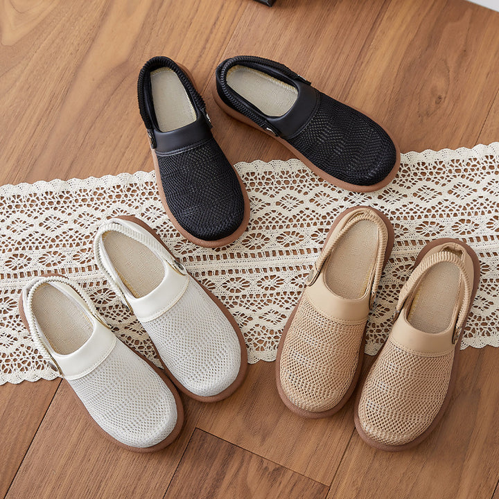 Damen nan atmungsaktive Netzgewebe Clog-Slipper mit elastischem Fersenriemen und dämpfender EVA-Sohle Drune