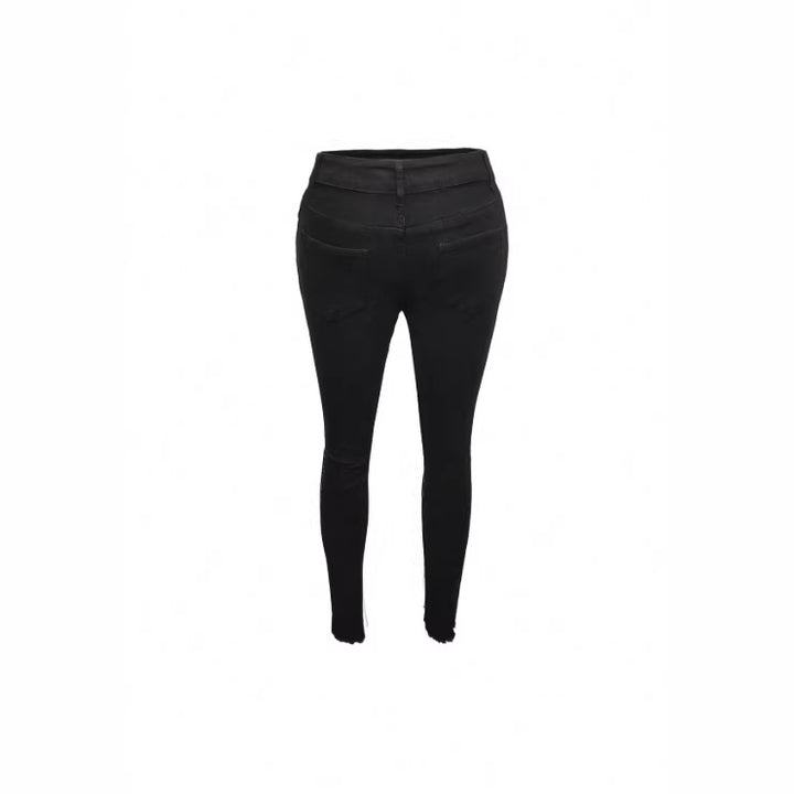 Damen hochtaillierte figurformende enge Jeans mit Knierissen und Po‑Lifting‑Bund Drune