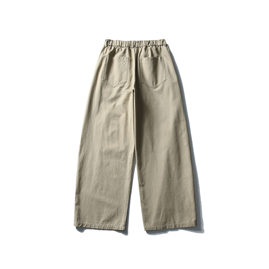 Damen Weite Cropped-Hose mit elastischem Bund und dekorativen Nahtpasse Drune