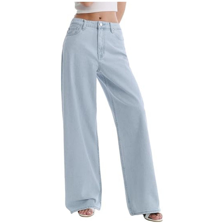 Damen Weite High-Waist-Hose mit fließendem Beinschnitt Drune