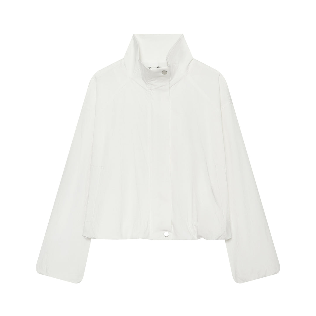 Damen Cropped Funktionsblouson mit Funnelkragen und verdeckter Druckknopfleiste Drune
