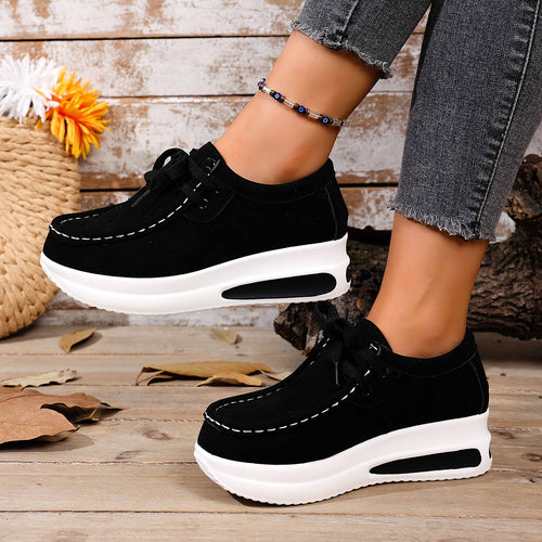 Damen Bequeme Keil‑Plateau‑Sneaker mit Wildlederoptik und gepolstertem Komfortfußbett Drune