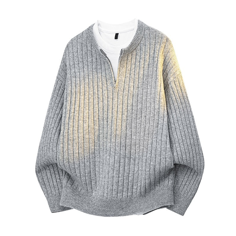 Herren Grobstruktur-Halbzip-Strickpullover mit Rippenstruktur Drune